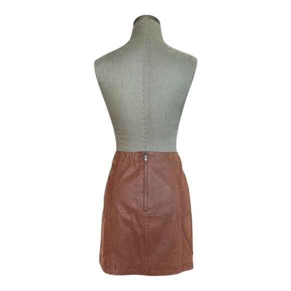 Free People Rust Brown Faux Suede A-Line Mini Skirt Women’s Size 8 NWOT - Picture 7 of 9